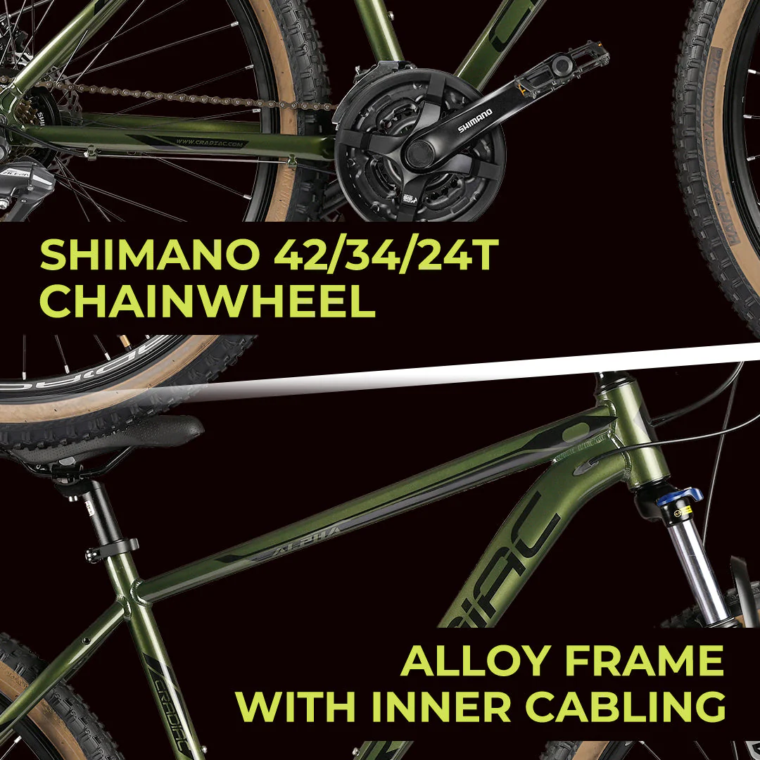 CRADIAC Alpha PRO GEN 2-21 Speed 6061 Alloy Cycle 27.5 T 21 Speed Gear Bicycle For Men With Front Zoom Lockout Suspension & Dual Disc Brake Mountain Bike | 15+ Years, Unisex, 18 Inch, Militorygreen - Image 4