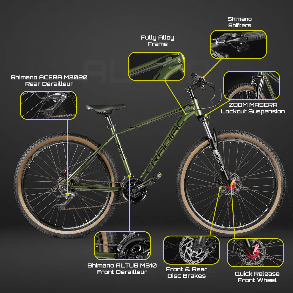 CRADIAC Alpha PRO 21 Speed 6061 Alloy Cycle 29 T 21 Speed Gear Bicycle for Men with Front Zoom Lockout Suspension & Dual Disc Brake Mountain Bike | Ideal for 15+ Years, Unisex, Frame Size : 18 inch - Image 8