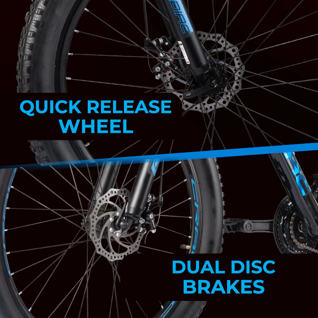 Cradiac Black Ninja Fat Single Speed 26 Inch High Performance Mountain Cycle for Men with Front Suspension & Dual disc Brakes | Ideal for 12+ Years, Unisex, Frame Size - 18.5 Inch - Image 4