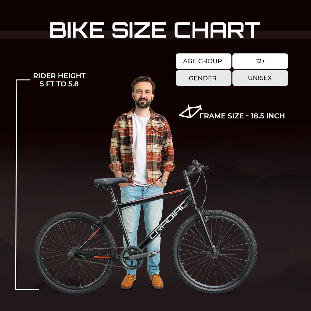 CRADIAC - City Single Speed Cycle | 26" Inch City Bike | Rigid Fork| 18.5 Inch High Performance hitensile Steel Frame |Front Tyre with QR | Ideal for 12+ Years Boys/Men/Girls - Image 9