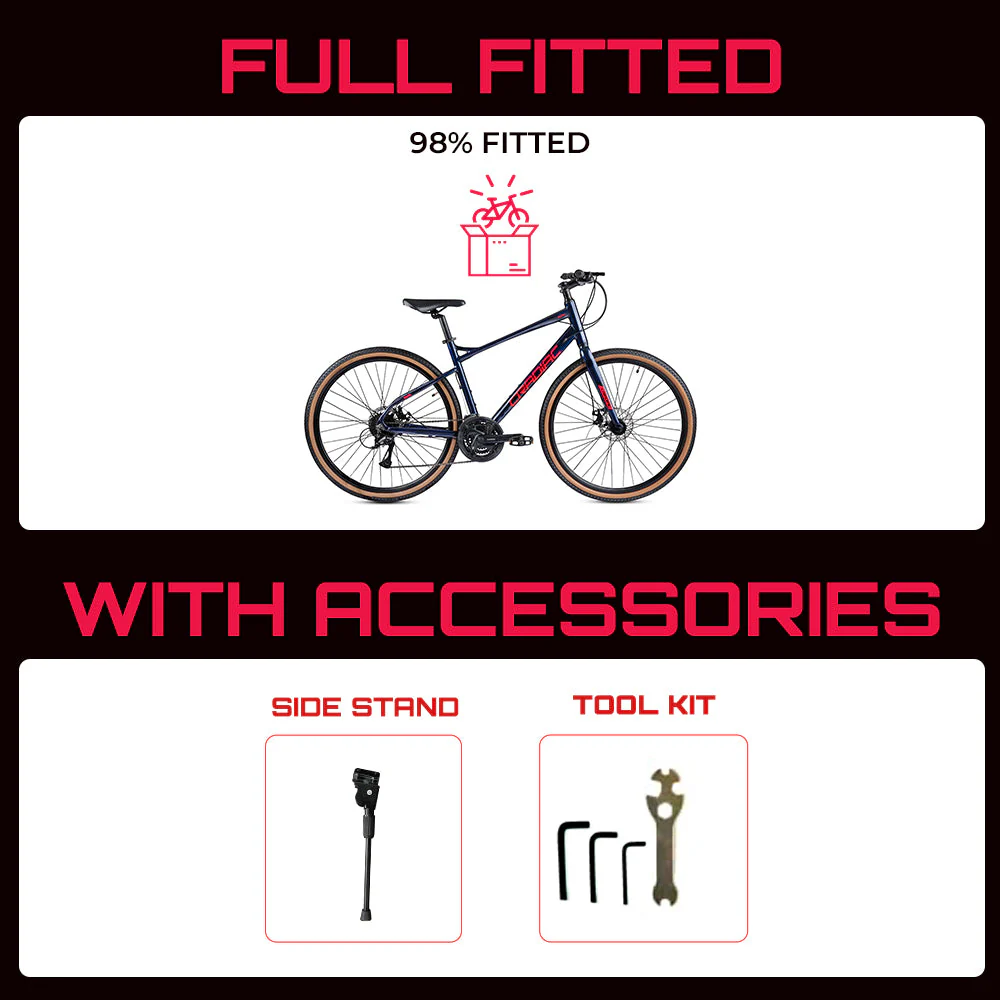 CRADIAC - Concept | 24 Speed Geared Gravel Bike | 700 * 47C Gravel Cycle| Alloy Rigid Fork | 18.5" Inch Frame | Disc Brakes | 6061 Alloy Frame | for 14+ Years Men/Boys/Girls - Image 11