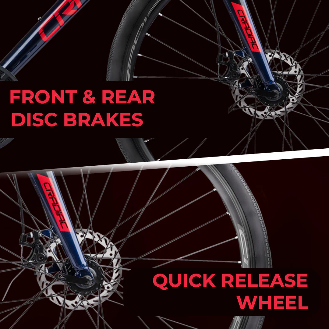 CRADIAC - Concept | 24 Speed Gear Hybrid Cycle | 700 * 35 C Bike | Rigid Fork | 6061 Alloy Frame | 700 * 35C Nylon Tires | Dual DISC Brakes | Ideal for 15+ Years Men/Boys/Girls - Image 7