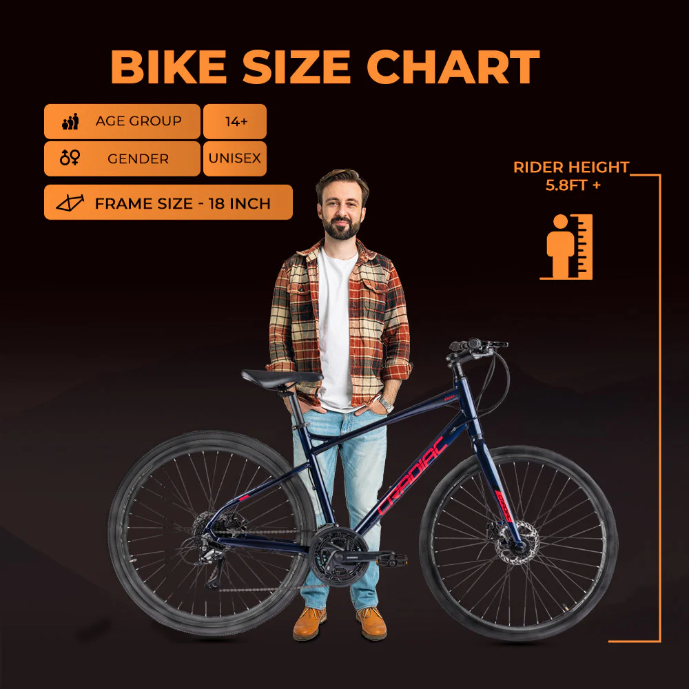 CRADIAC - Concept | 24 Speed Gear Hybrid Cycle | 700 * 35 C Bike | Rigid Fork | 6061 Alloy Frame | 700 * 35C Nylon Tires | Dual DISC Brakes | Ideal for 15+ Years Men/Boys/Girls - Image 8