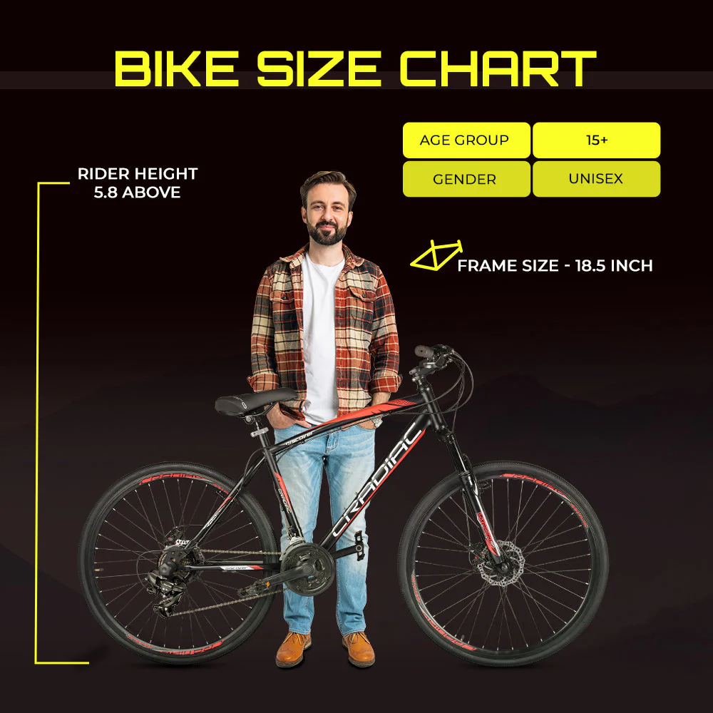 Cradiac Discover PRO 21 Speed Steel High Performance Gear Hybrid Cycles for Men with Front Suspension & Disc Brakes | Ideal for 15+ Years, Unisex, Frame Size : 18.5 Inch | 700 * 35C Tires - Image 11