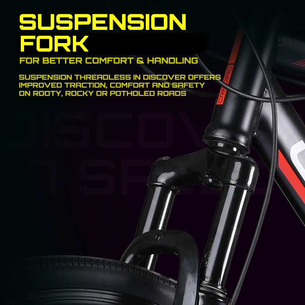 CRADIAC Discover PRO 7 Speed Steel High Performance Gear Hybrid Cycles for Men with Front Suspension & Disc Brakes | Ideal for 15+ Years, Unisex, Frame Size : 18.5 Inch | 700 * 35C Tires - Image 4