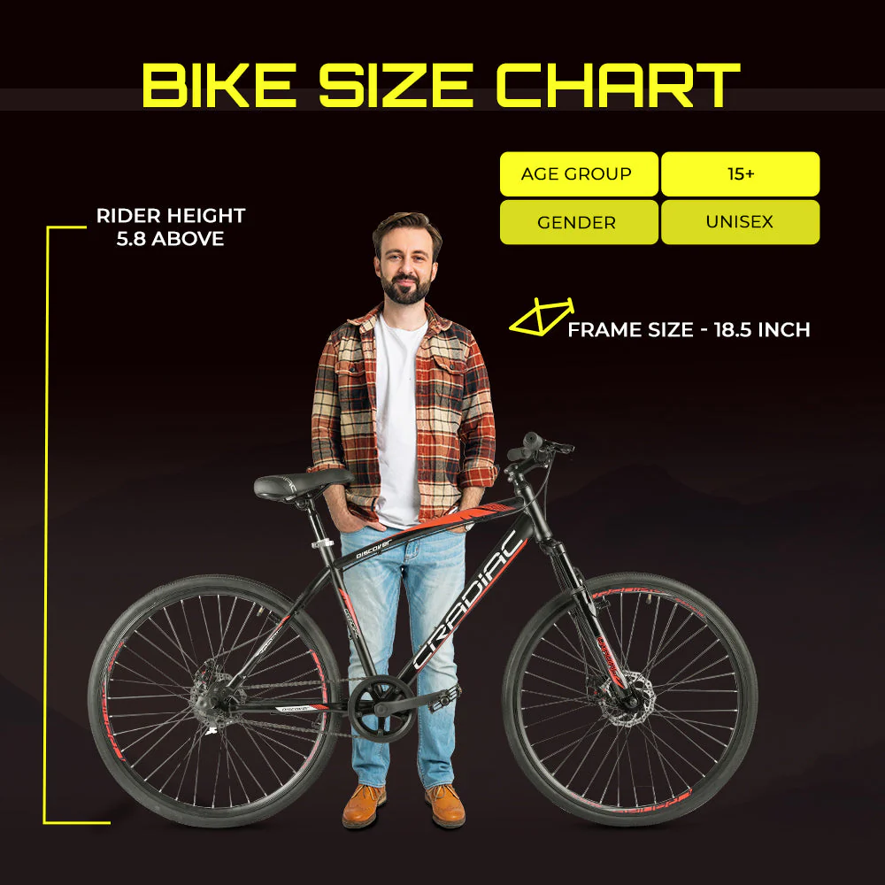 Cradiac Discover PRO Single Speed Steel High Performance Hybrid Cycles for Men with Front Suspension & Disc Brakes | Ideal for 15+ Years, Unisex, Frame Size : 18.5 Inch | 700 * 35C Tires - Image 9