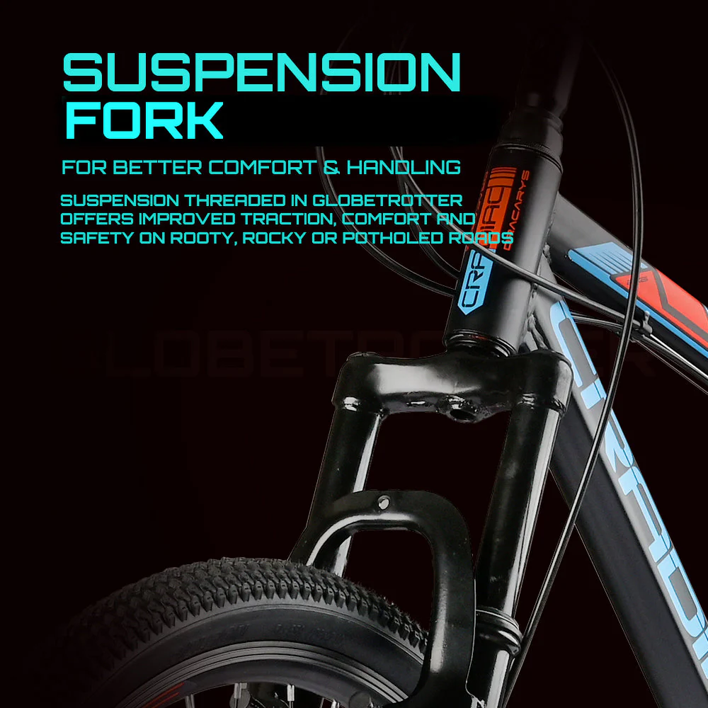 CRADIAC Globetrotter 21 Speed MTB, 26 Inch Steel Geared High Performance Mountain Cycle for Men with Front Suspension & Dual disc Brakes | Ideal for 12+ Years, Unisex, Frame Size - 18.5 Inch - Image 4