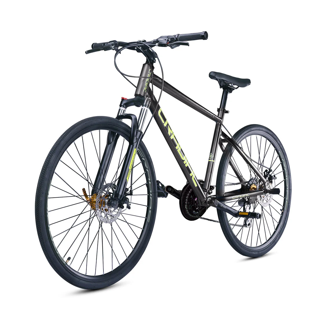 Cradiac Gunner PRO 21 Speed 6061 Alloy Hybrid Cycle 21 Geared Bicycle for Men with Front Lockout Suspension & Disc Brake Hybrid Bike | Ideal for 15+ Years, Unisex, Frame Size : 18.5 Inch, Grey - Image 3