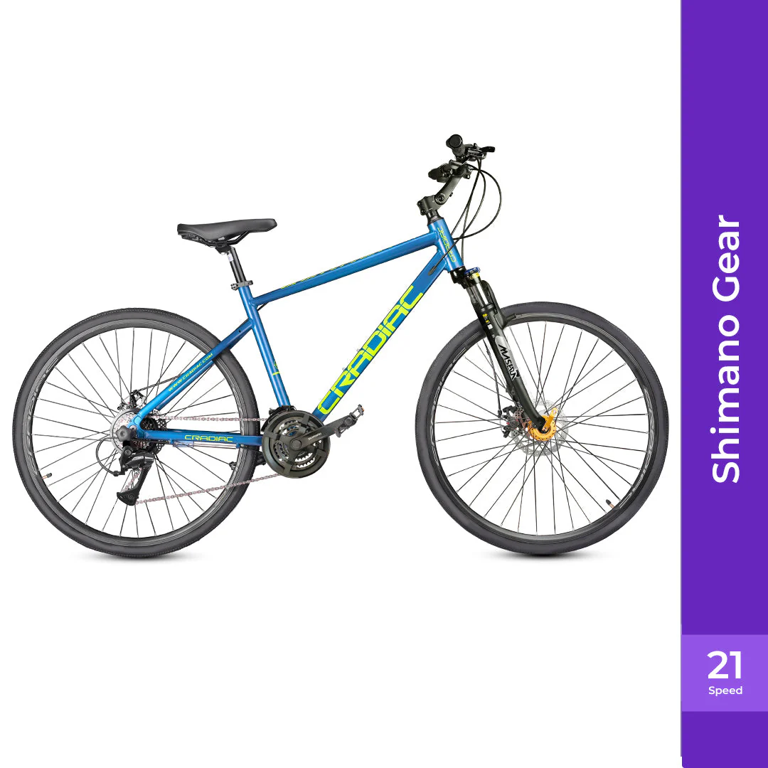 Cradiac Gunner PRO MAX 21 Speed 6061 Alloy Hybrid Cycle 21 Geared Bicycle for Men with Zoom Lockout Suspension & Dual Disc Brake Hybrid Bike | for 15+ Years, Unisex, Frame Size : 18.5 Inch, Teal Blue - Image 3