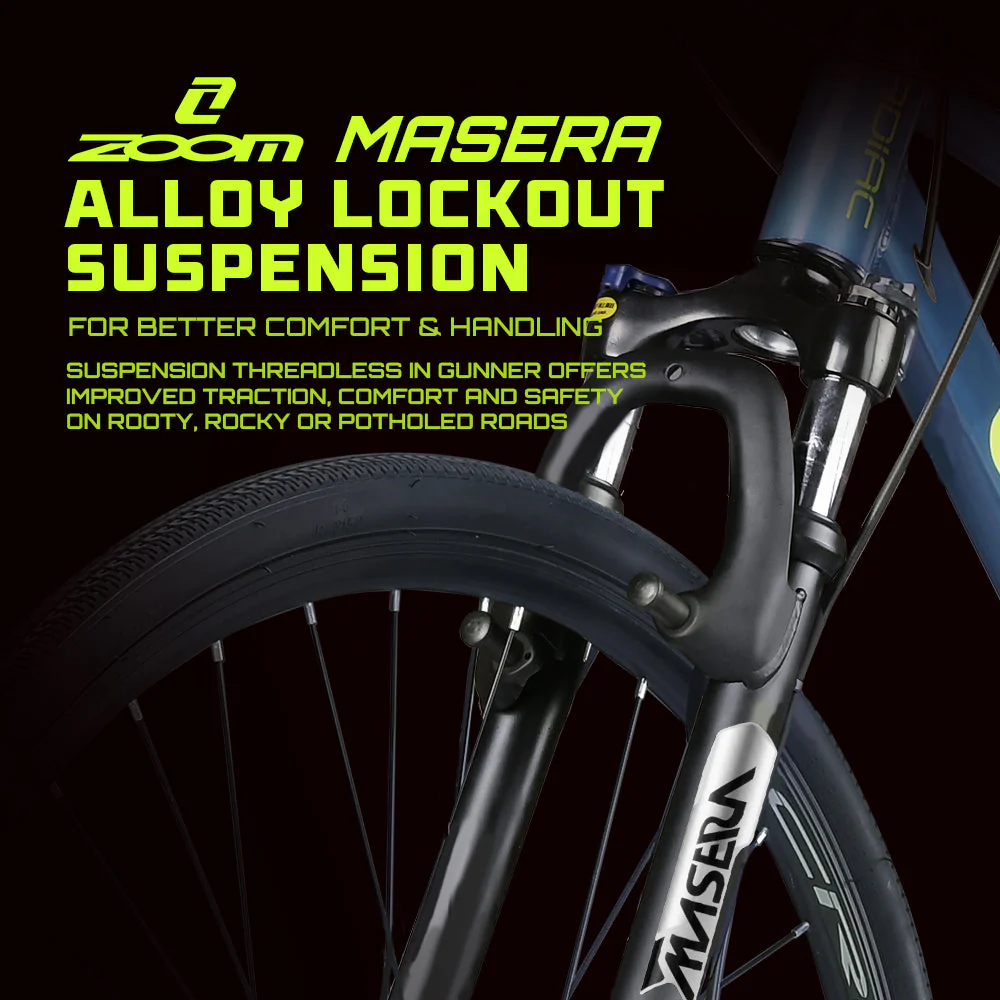 Cradiac Gunner PRO MAX 21 Speed 6061 Alloy Hybrid Cycle 21 Geared Bicycle for Men with Zoom Lockout Suspension & Dual Disc Brake Hybrid Bike | for 15+ Years, Unisex, Frame Size : 18.5 Inch, Teal Blue - Image 6