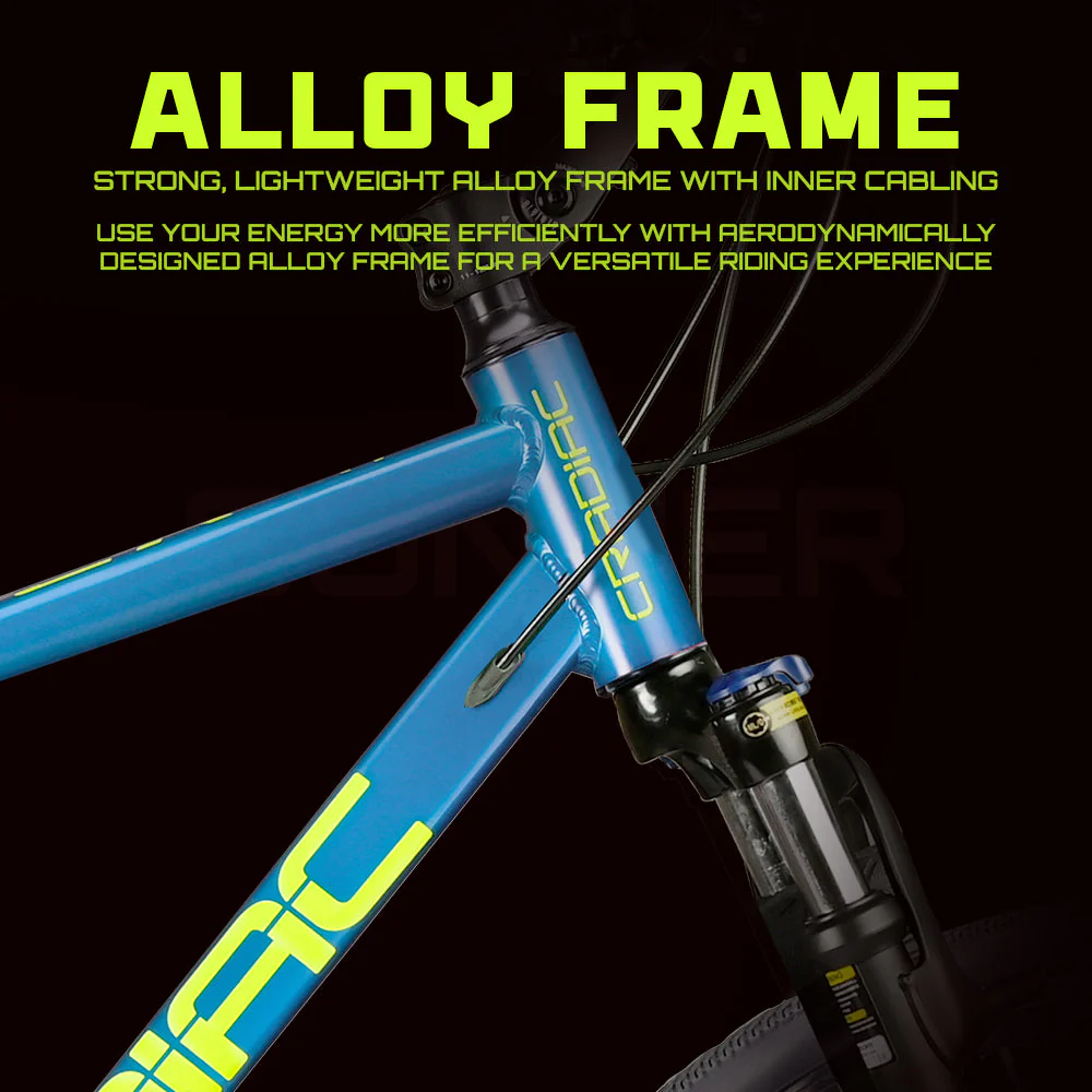 Cradiac Gunner PRO MAX 21 Speed 6061 Alloy Hybrid Cycle 21 Geared Bicycle for Men with Zoom Lockout Suspension & Dual Disc Brake Hybrid Bike | for 15+ Years, Unisex, Frame Size : 18.5 Inch, Teal Blue - Image 7