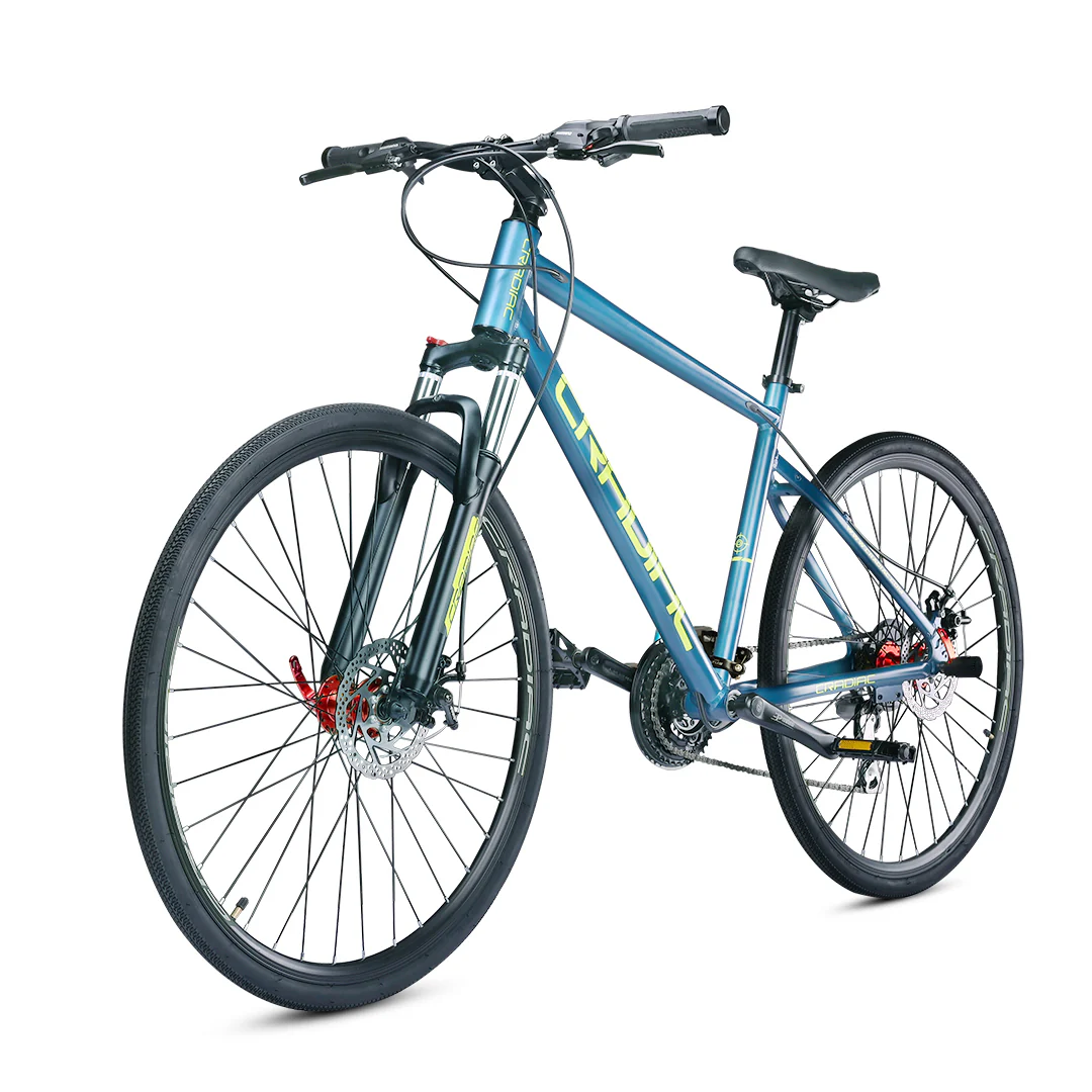 Cradiac Gunner PRO 21 Speed 6061 Alloy Hybrid Cycle 21 Geared Bicycle for Men with Front Lockout Suspension & Disc Brake Hybrid Bike | Ideal for 15+ Years, Unisex, Frame Size : 18.5 Inch, Teal Blue - Image 3