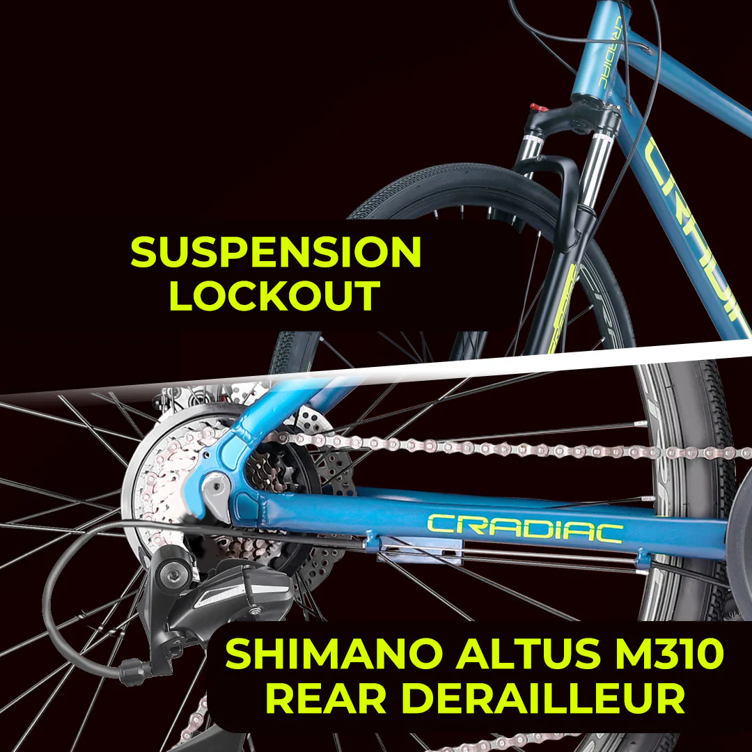 CRADIAC - Gunner PRO | 7 Speed Gear Cycle |700 * 35C Alloy Hybrid Bike | Front Lockout Suspension | Dual Disc Brakes | 6061 Alloy Frame | Ideal for 15+ Years Men/Boys/Girls/Women - Image 4