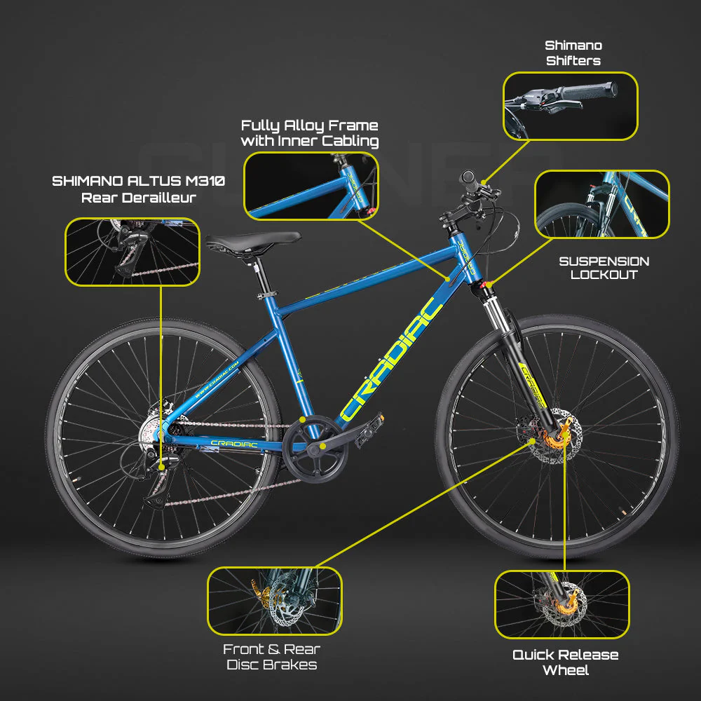 CRADIAC - Gunner PRO | 7 Speed Gear Cycle |700 * 35C Alloy Hybrid Bike | Front Lockout Suspension | Dual Disc Brakes | 6061 Alloy Frame | Ideal for 15+ Years Men/Boys/Girls/Women - Image 5