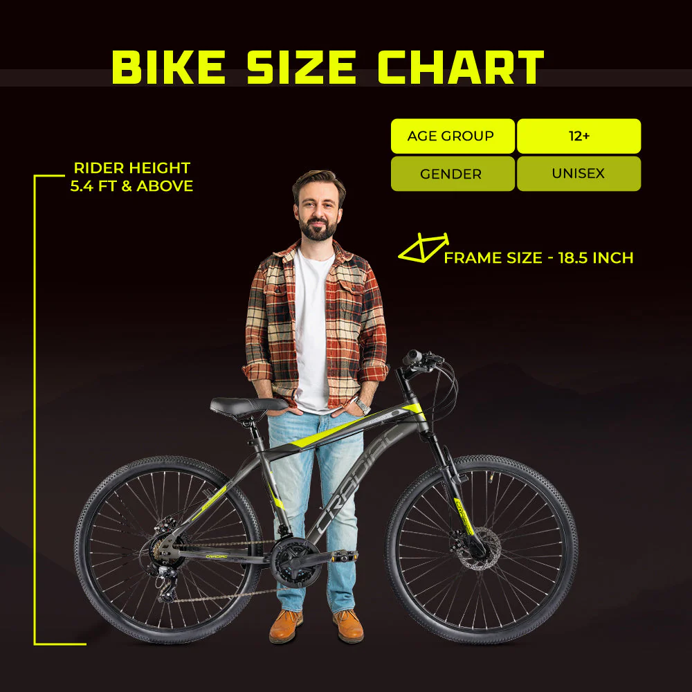 CRADIAC Hustler 21 Speed High Performance Mountain Cycle for Men with Front Suspension & Dual disc Brakes, 26 Inch Tire, Steel Frame MTB | Ideal for 12+ Years, Unisex, Frame Size - 18.5 Inch - Image 11