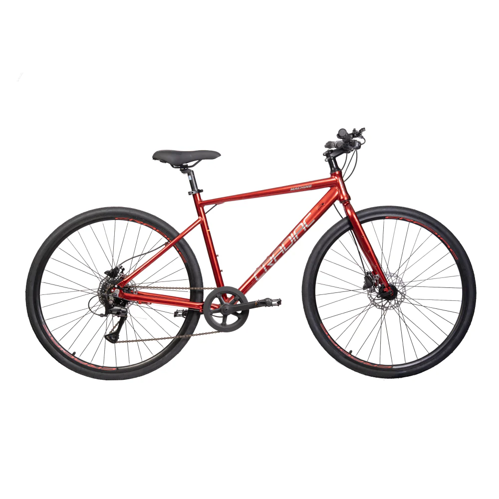 CRADIAC Machine X 8 Speed 6061 Alloy Hybrid Cycle 8 Geared Bicycle for Men with Rigid Fork & Dual Disc Brake Hybrid Bike | Ideal for 15+ Years, Unisex, Frame Size : 19.5 Inch, Metalic Red - Image 4