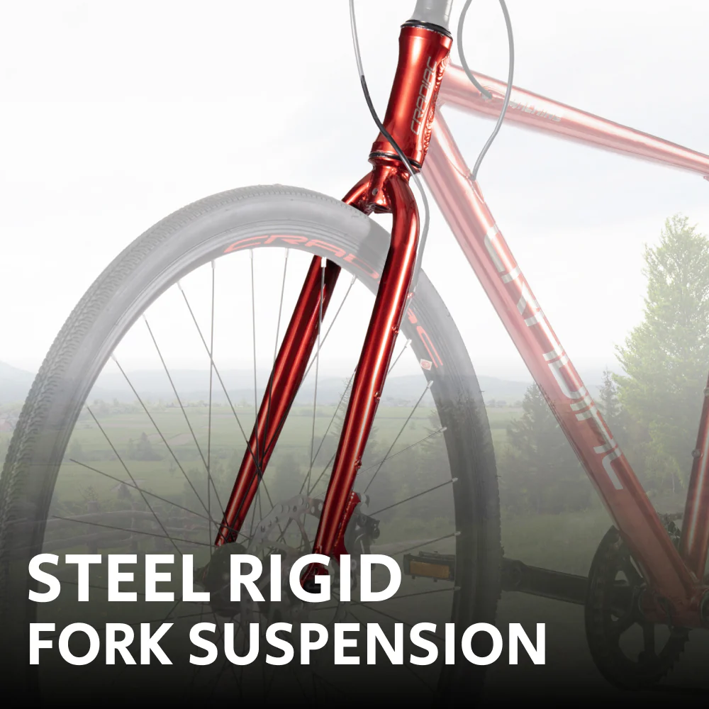 CRADIAC Machine X 8 Speed 6061 Alloy Hybrid Cycle 8 Geared Bicycle for Men with Rigid Fork & Dual Disc Brake Hybrid Bike | Ideal for 15+ Years, Unisex, Frame Size : 19.5 Inch, Metalic Red - Image 7