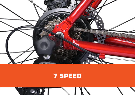 Cradiac Machine LITE 21 Speed 6061 Alloy Hybrid Cycle 21 Geared Bicycle for Men with Rigid Fork & Dual Disc Brake Hybrid Bike | Ideal for 15+ Years, Unisex, Frame Size : 19.5 Inch, Metalic Red - Image 6