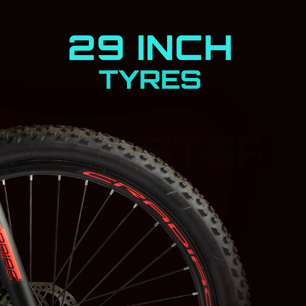 CRADIAC Rooster 21 Speed 6061 Alloy MTB Cycle 29T 21 Speed Gear Bicycle For Men With Front Lockout Suspension & Dual Disc Brake Mountain Bike | Ideal For 15+ Years, Unisex, 18 Inch, Black, Red - Image 5