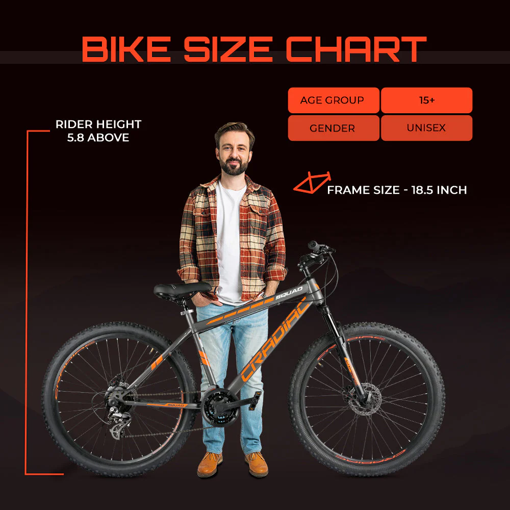 Cradiac Squad 21 Speed High Performance Steel Mountain Cycles for Men with Front Suspension & Dual Disc Brake 21 Geared MTB Bike 29 T | Ideal for 15+ Years, Unisex, Frame Size : 18.5 inch - Image 11