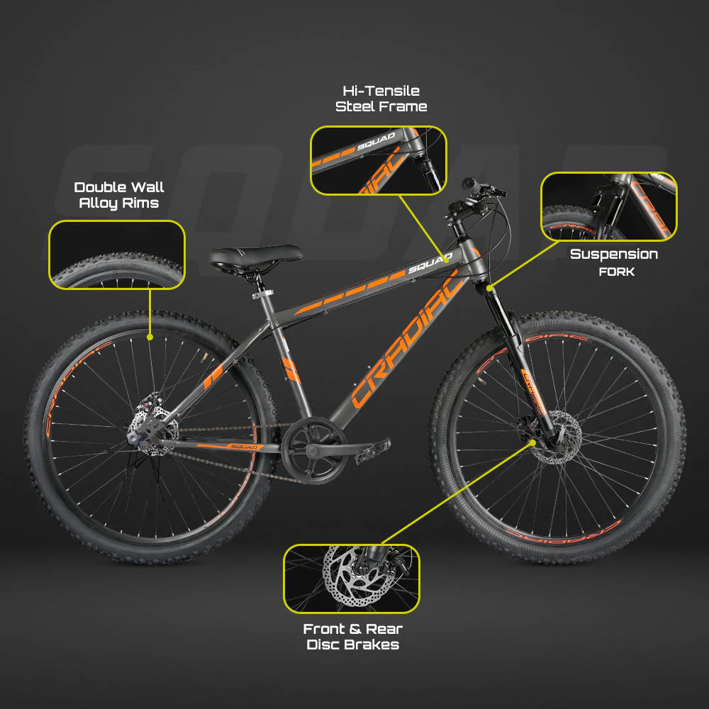 Cradiac Squad Single Speed High Performance Steel Mountain Cycles for Men with Front Suspension & Dual Disc Brake MTB Bike 29 T | Ideal for 15+ Years, Unisex, Frame Size : 18.5 inch - Image 3
