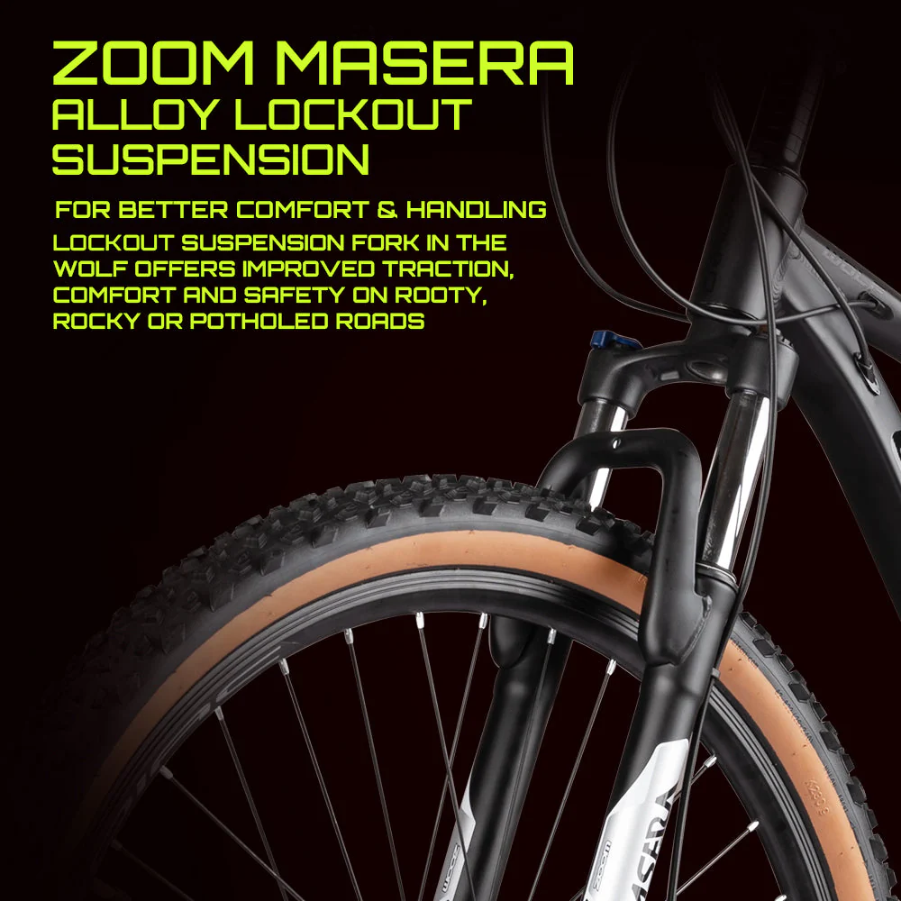 CRADIAC - Wolf 21 Gear MTB Cycle | 29" Inch Mountain Bicycle | Zoom Lockout Suspension | 6061 Light Weight Alloy Frame | Dual Disc Brakes | Ideal for 14+ Years Men/Boys | Carbon Black - Image 6