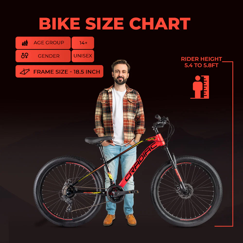 CRADIAC XC 90 21 Speed High Performance Steel Mountain Cycles for Men with Front Suspension & Dual Disc Brake| 27.5 T 21 Geared MTB Bike | Ideal for 14+ Years, Unisex, Frame Size : 18.5 inch - Image 8