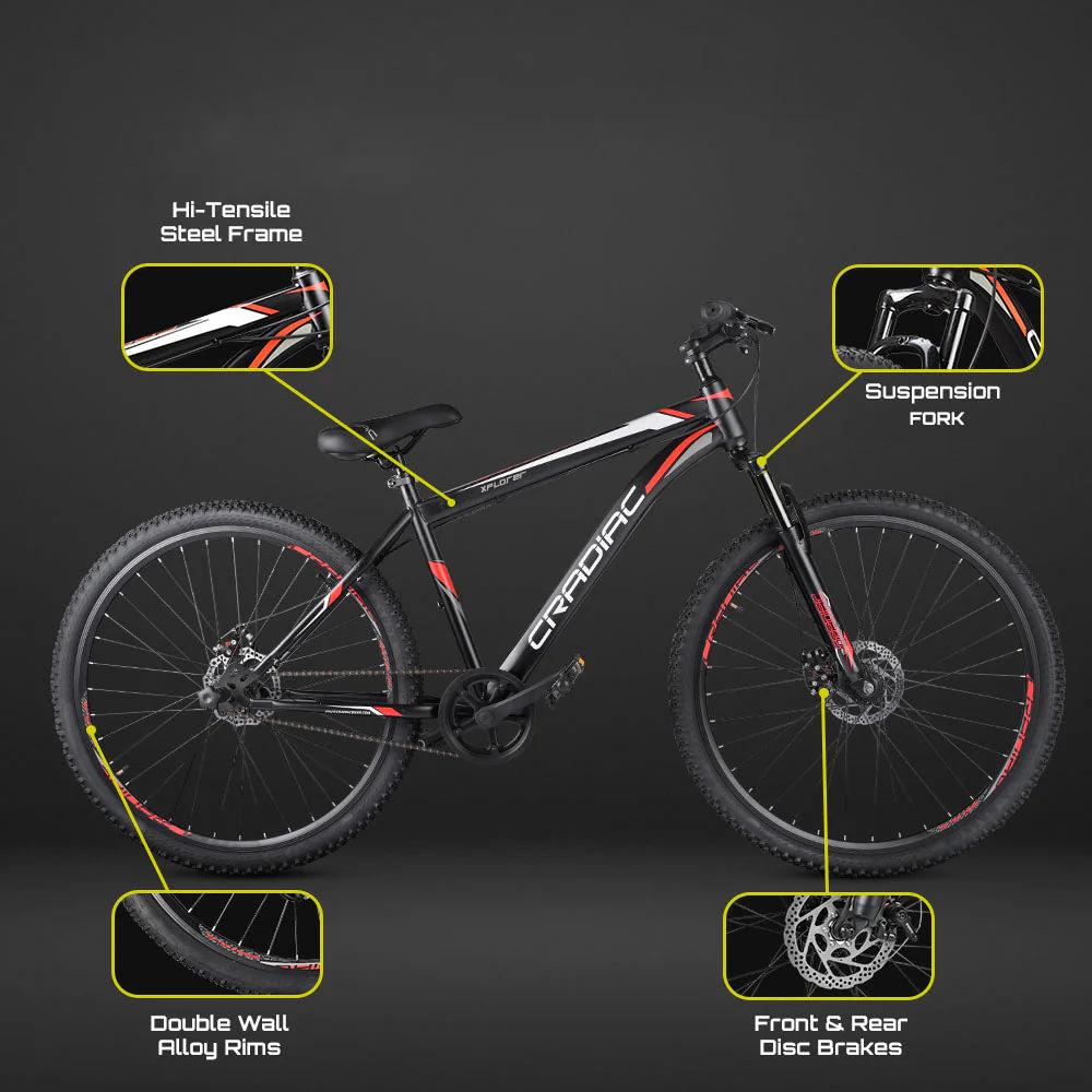 Cradiac Xplorer Single Speed High Performance Steel Mountain Cycles for Men with Front Suspension & Dual Disc Brake MTB Bike 29 T | Ideal for 15+ Years, Unisex, Frame Size : 18.5 inch - Image 6
